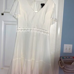 Crystal Doll white short sleeve dress with lace